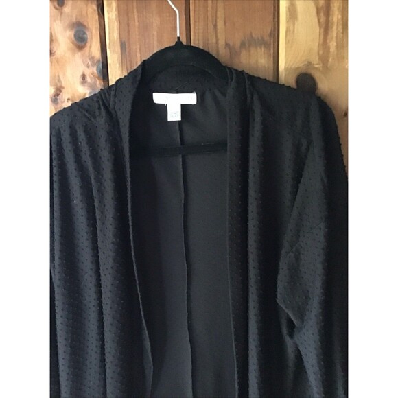 New York Laundry Black Cardigan Jacket Size XL Polka Dot Texture Open Front - Picture 2 of 7